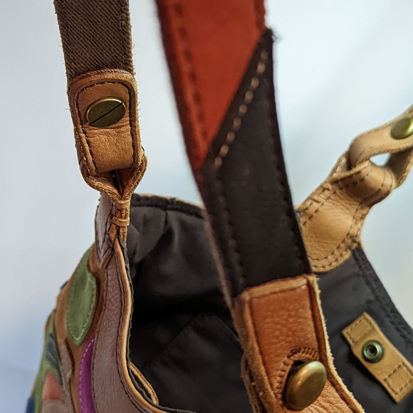 Lucky Brand Leather patchwork multi-colour purse shoulder bag Bohemian - Picture 13 of 16